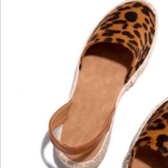 Leopard peep toe espadrilles sling back - Picture 3 of 5